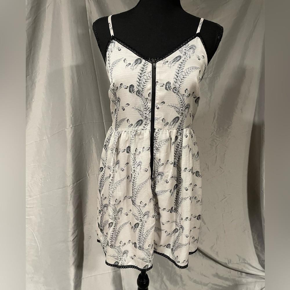 Ellison White and Black Feather Print Dress